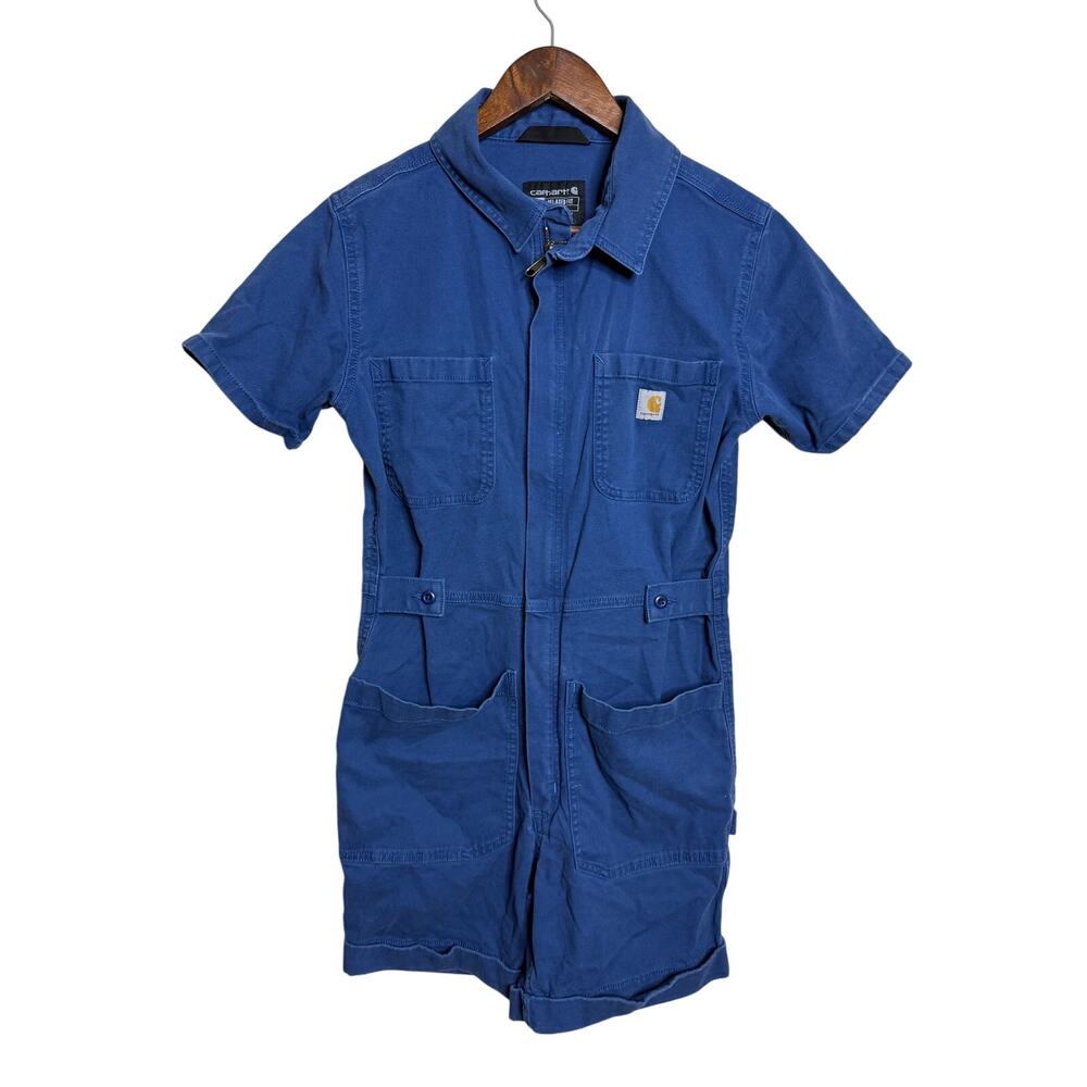 Carhartt Women’s XS TENCEL Relaxed Fit Twill Short Sleeve Shortall Deep Ocean